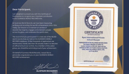Guiness world record - Ryan International School, Sharjah